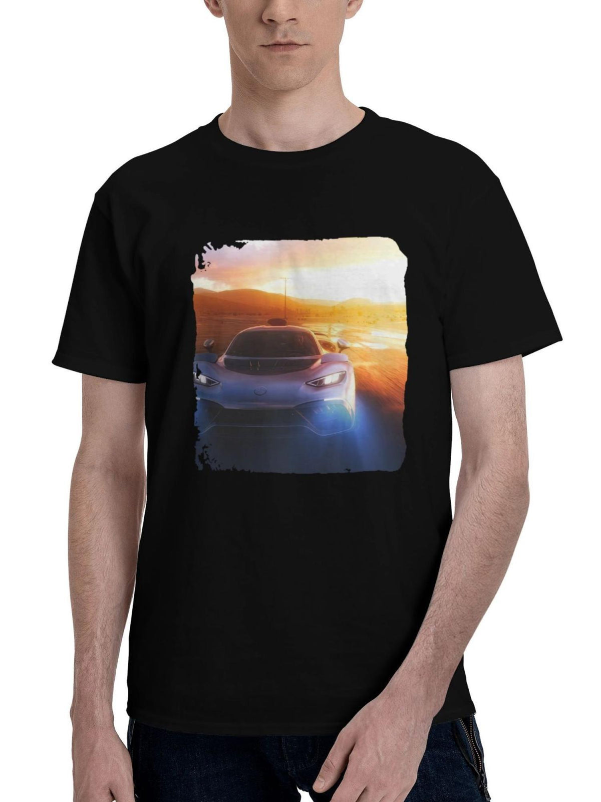 Mercedes-Amg Roaming The Open Road 180G 100% Cotton Printed Round Neck Short-Sleeve T-Shirt, Christmas Gifts for Men Dad Husband Grandpa, S-XXXL, Black