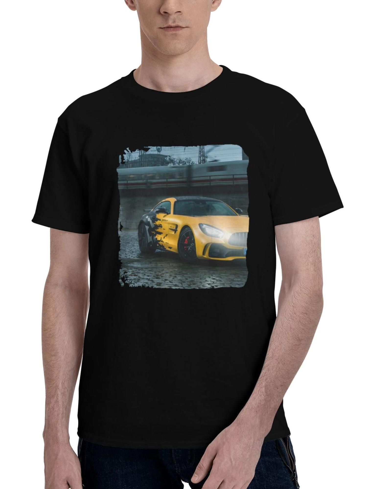 Mercedes-Benz Amg Gtr Modified 180G 100% Cotton Printed Round Neck Short-Sleeve T-Shirt, Christmas Gifts for Men Dad Husband Grandpa, S-XXXL, Black