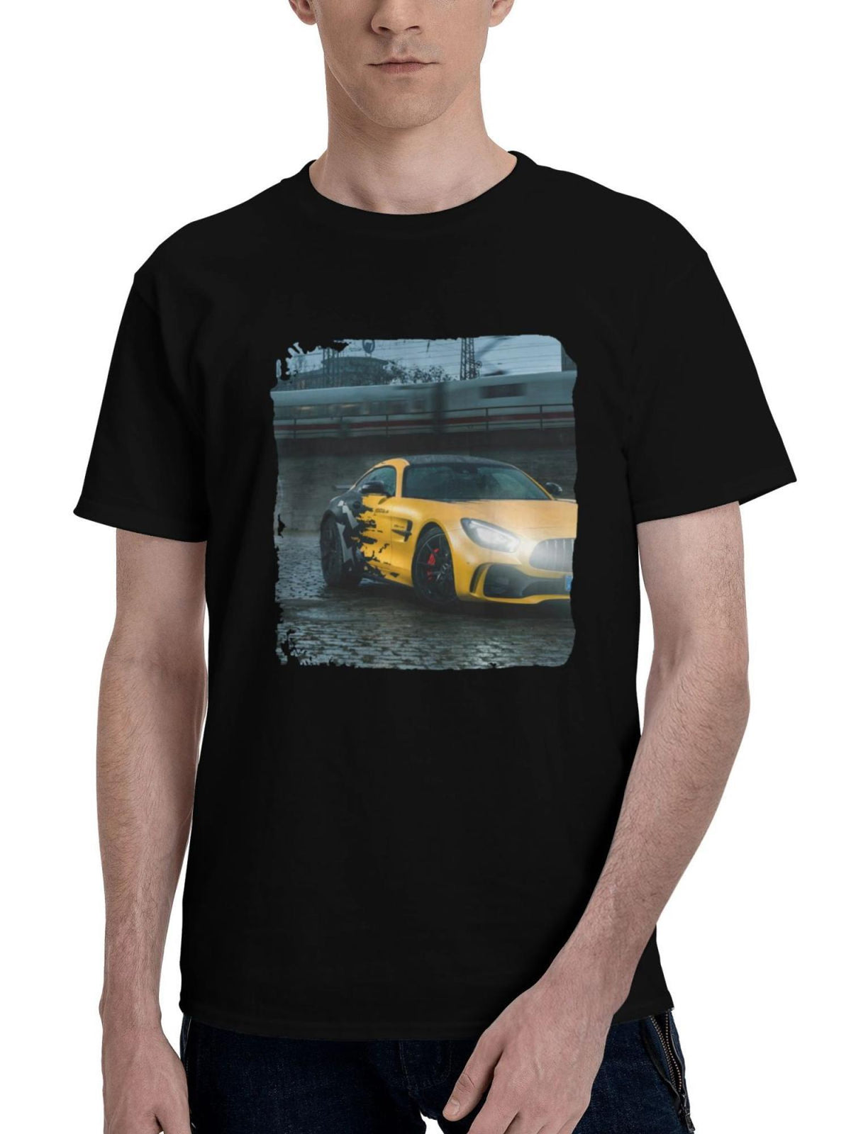 Mercedes-Benz Amg Gtr Modified 180G 100% Cotton Printed Round Neck Short-Sleeve T-Shirt, Christmas Gifts for Men Dad Husband Grandpa, S-XXXL, Black