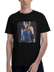 Jill-Valentine Resident Evil 3 Fanart 180G 100% Cotton Printed Round Neck Short-Sleeve T-Shirt, Christmas Gifts for Men Dad Husband Grandpa, S-XXXL, Black