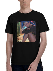 Jinx-Crying 180G 100% Cotton Printed Round Neck Short-Sleeve T-Shirt, Christmas Gifts for Men Dad Husband Grandpa, S-XXXL, Black