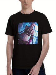 Jinx-Riotous And Reckless 180G 100% Cotton Printed Round Neck Short-Sleeve T-Shirt, Christmas Gifts for Men Dad Husband Grandpa, S-XXXL, Black