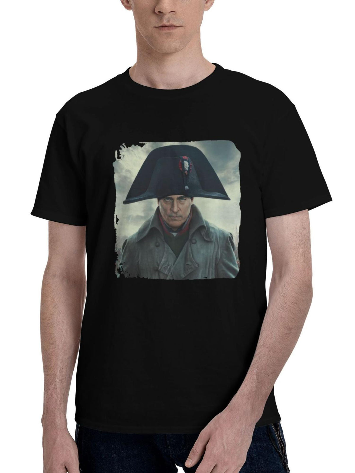 Joaquin-Phoenix As Napoleon Bonaparte 180G 100% Cotton Printed Round Neck Short-Sleeve T-Shirt, Christmas Gifts for Men Dad Husband Grandpa, S-XXXL, Black