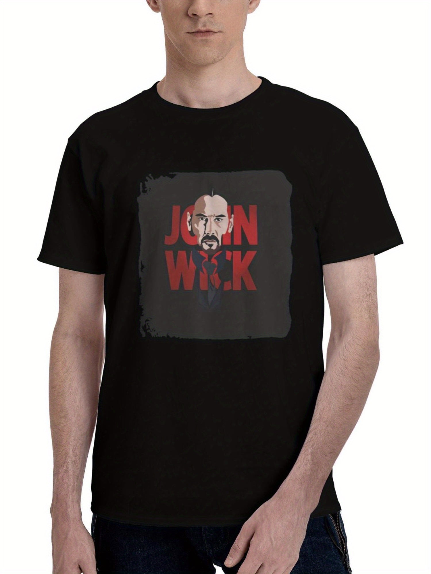 John-Wick Minimalism 180G 100% Cotton Printed Round Neck Short-Sleeve T-Shirt, Christmas Gifts for Men Dad Husband Grandpa, S-XXXL, Black
