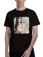 Leighton-Meester 2024 180G 100% Cotton Printed Round Neck Short-Sleeve T-Shirt, Christmas Gifts for Men Dad Husband Grandpa, S-XXXL, Black