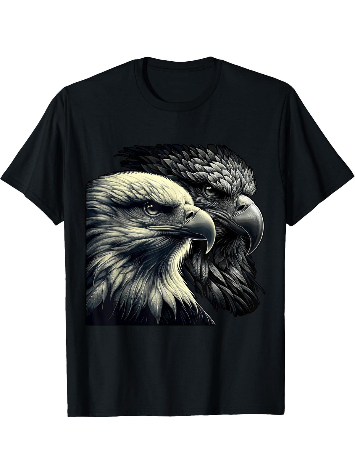 American Bald Eagle 4th of July T-Shirt 180G 100% Cotton Printed Round Neck Short-Sleeve T-Shirt, Gifts for Men Dad Husband Grandpa, S-XXXL, Black