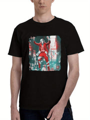 Joker-Dancing On The Police Car 180G 100% Cotton Printed Round Neck Short-Sleeve T-Shirt, Christmas Gifts for Men Dad Husband Grandpa, S-XXXL, Black