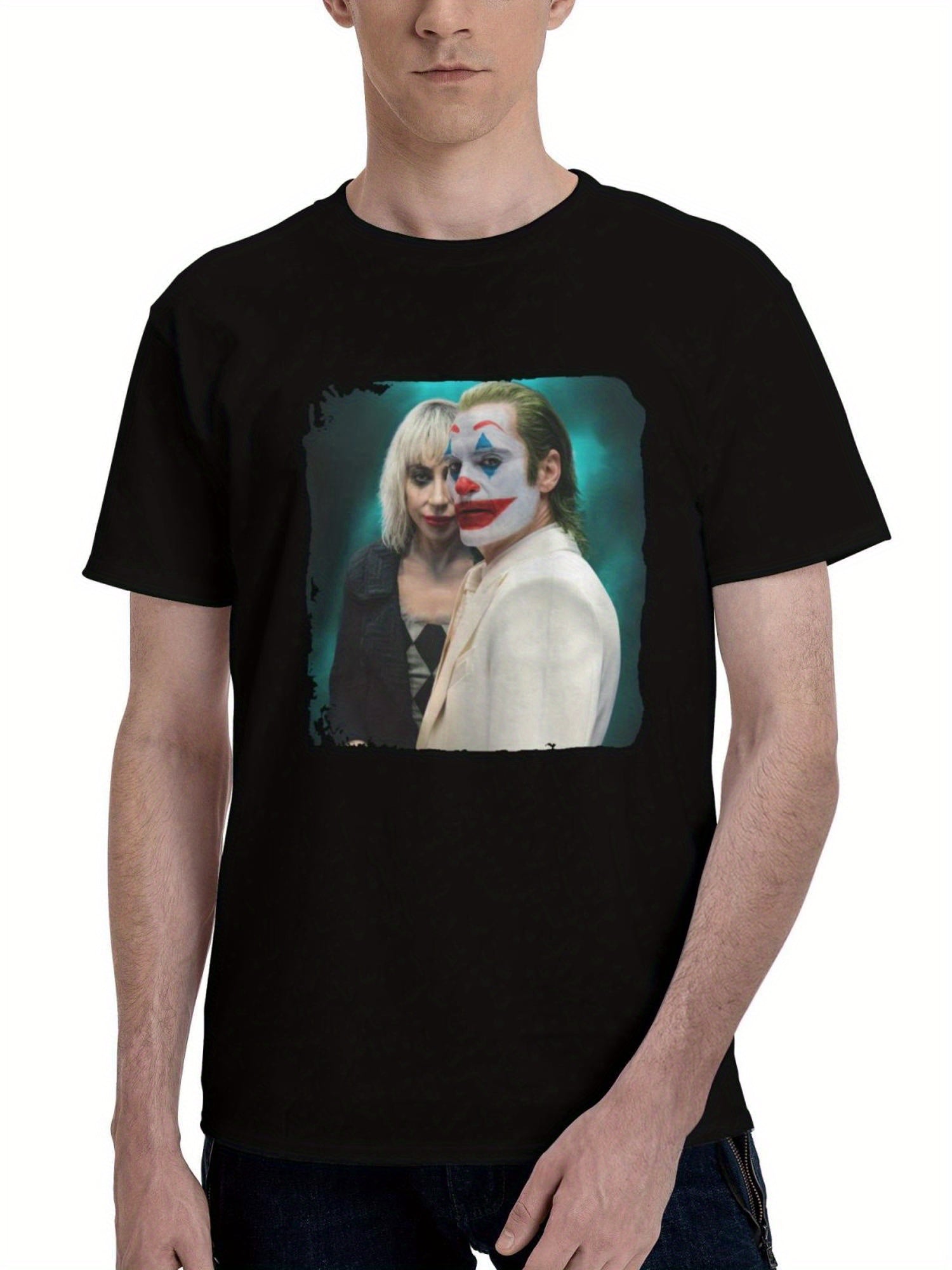 Joker-Folie A Deux Empire Magazine Poster 180G 100% Cotton Printed Round Neck Short-Sleeve T-Shirt, Christmas Gifts for Men Dad Husband Grandpa, S-XXXL, Black