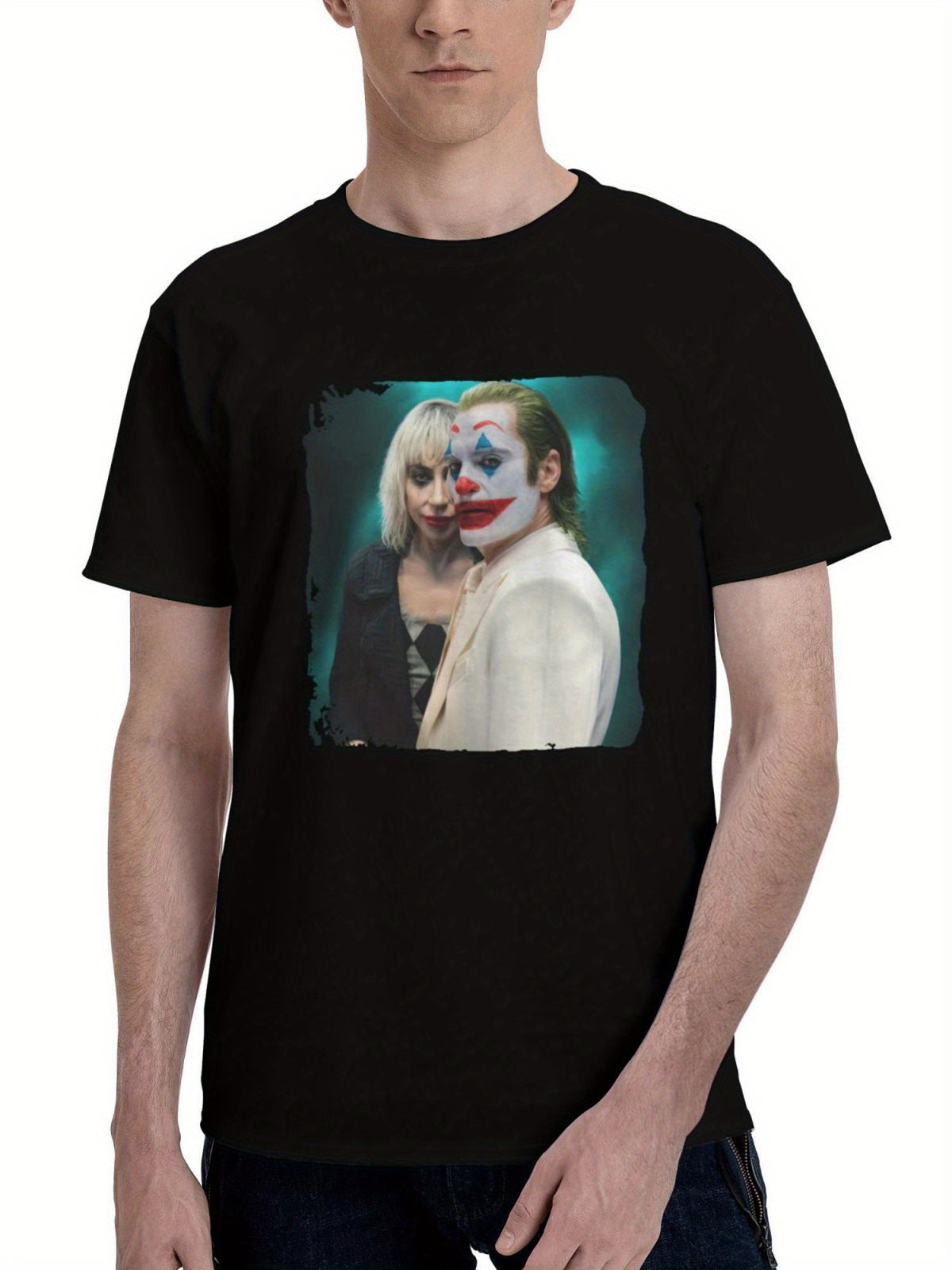 Joker-Folie A Deux Empire Magazine Poster 180G 100% Cotton Printed Round Neck Short-Sleeve T-Shirt, Christmas Gifts for Men Dad Husband Grandpa, S-XXXL, Black