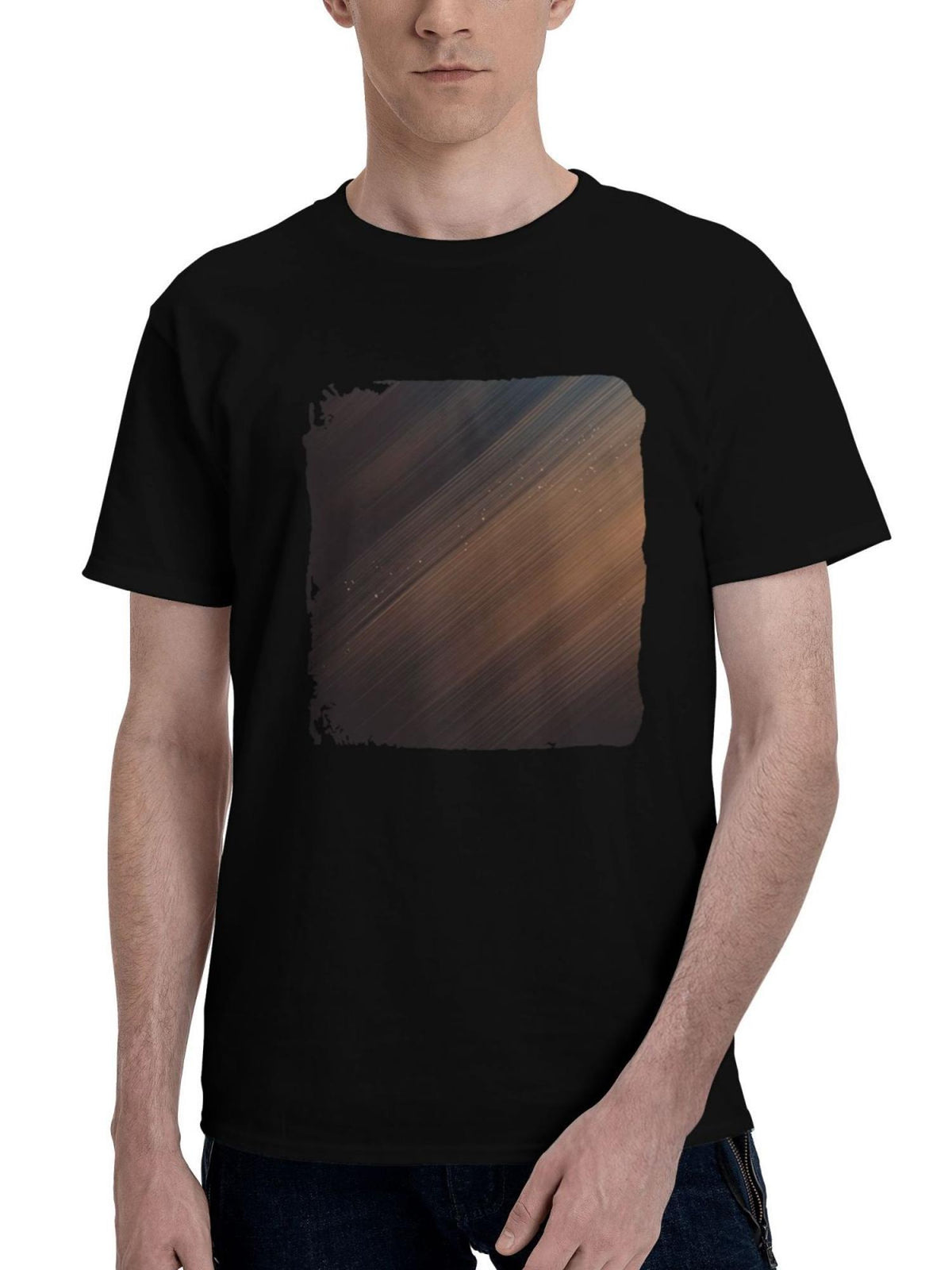 Lights-Path Abstract 180G 100% Cotton Printed Round Neck Short-Sleeve T-Shirt, Christmas Gifts for Men Dad Husband Grandpa, S-XXXL, Black