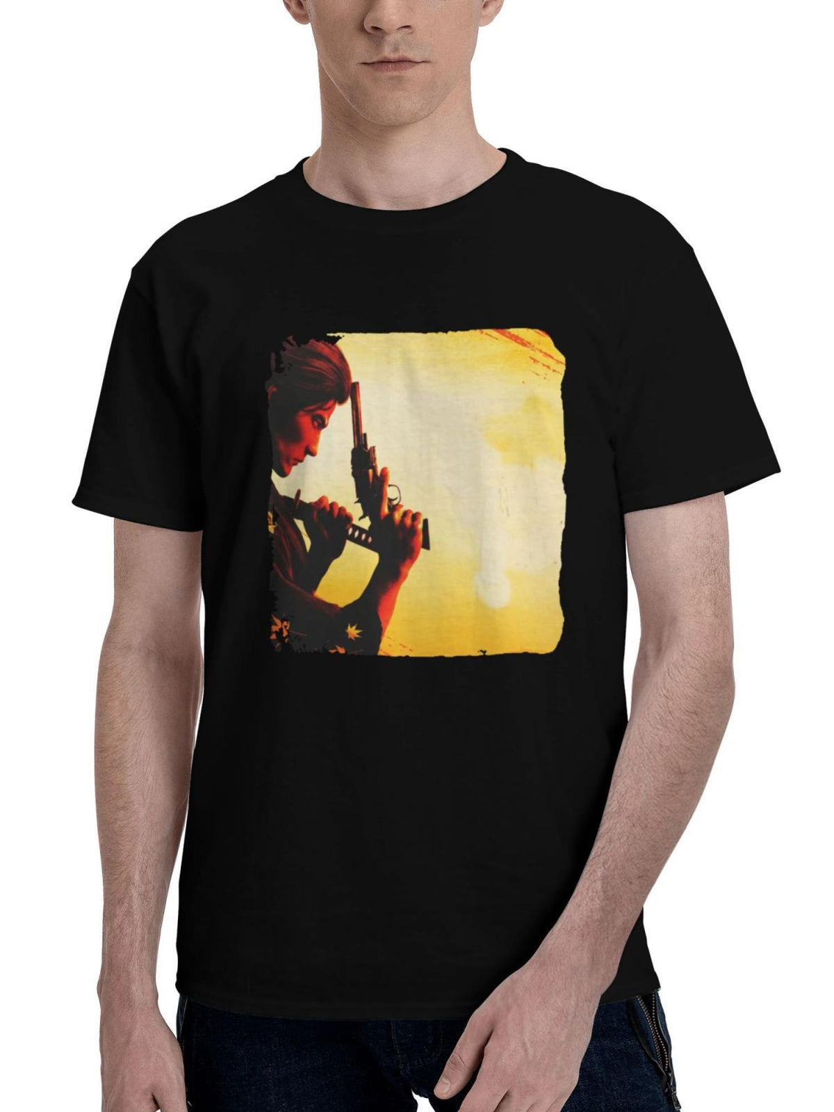 Like-A Dragon Ishin 180G 100% Cotton Printed Round Neck Short-Sleeve T-Shirt, Christmas Gifts for Men Dad Husband Grandpa, S-XXXL, Black