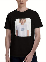 Lili-Reinhart Armani Beauty Water Day Campaign 180G 100% Cotton Printed Round Neck Short-Sleeve T-Shirt, Christmas Gifts for Men Dad Husband Grandpa, S-XXXL, Black