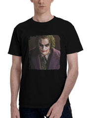 Joker-Heath Ledger 2023 180G 100% Cotton Printed Round Neck Short-Sleeve T-Shirt, Christmas Gifts for Men Dad Husband Grandpa, S-XXXL, Black