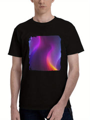 Limitless-Flow A Journey Through Abstract Motion 180G 100% Cotton Printed Round Neck Short-Sleeve T-Shirt, Christmas Gifts for Men Dad Husband Grandpa, S-XXXL, Black