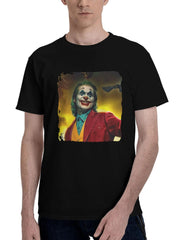 Joker-Joaquin Phoenix Illustration 180G 100% Cotton Printed Round Neck Short-Sleeve T-Shirt, Christmas Gifts for Men Dad Husband Grandpa, S-XXXL, Black
