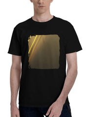 Lines-Shapes Gold Abstract 180G 100% Cotton Printed Round Neck Short-Sleeve T-Shirt, Christmas Gifts for Men Dad Husband Grandpa, S-XXXL, Black
