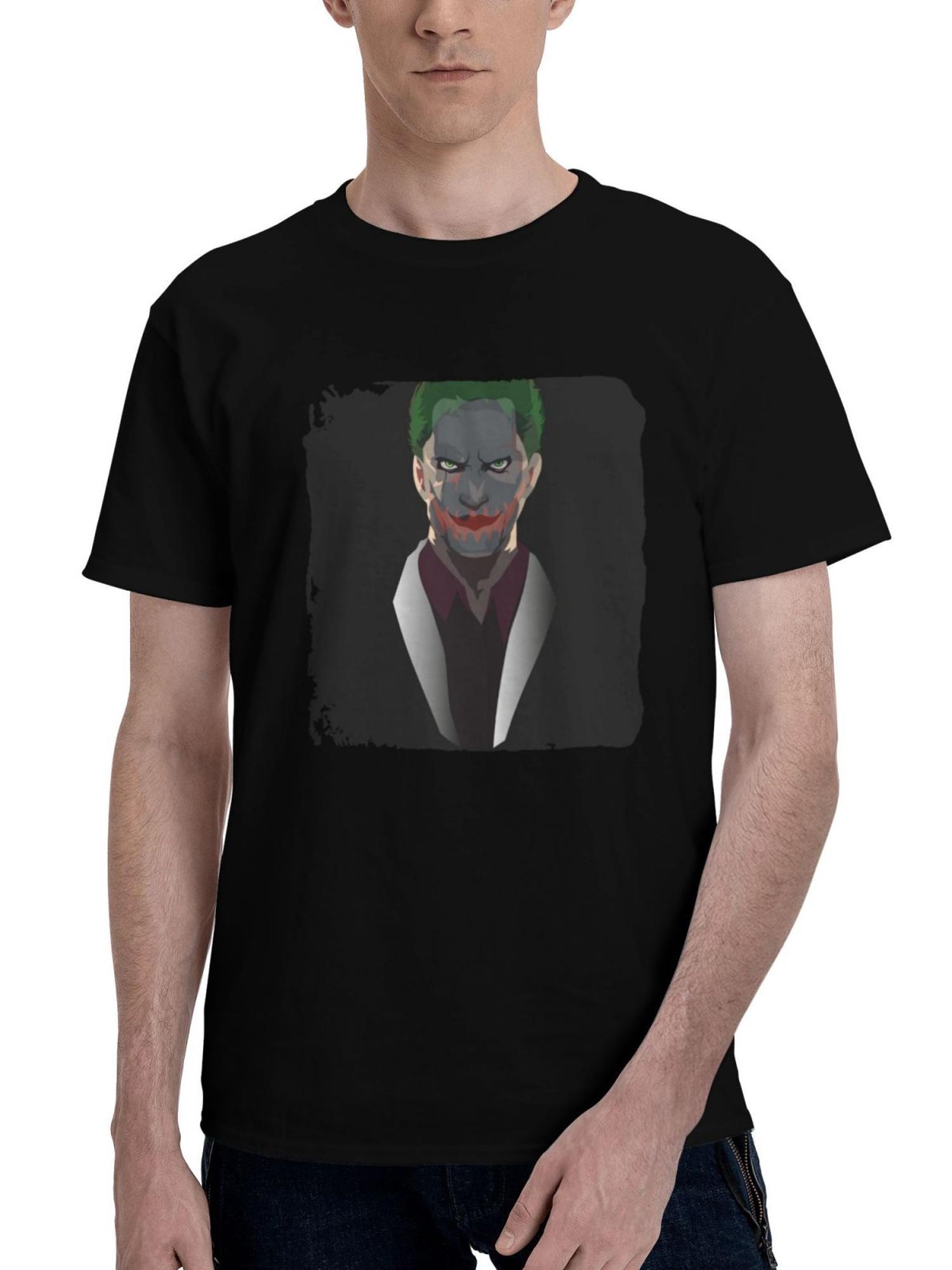 Joker-Primal 180G 100% Cotton Printed Round Neck Short-Sleeve T-Shirt, Christmas Gifts for Men Dad Husband Grandpa, S-XXXL, Black