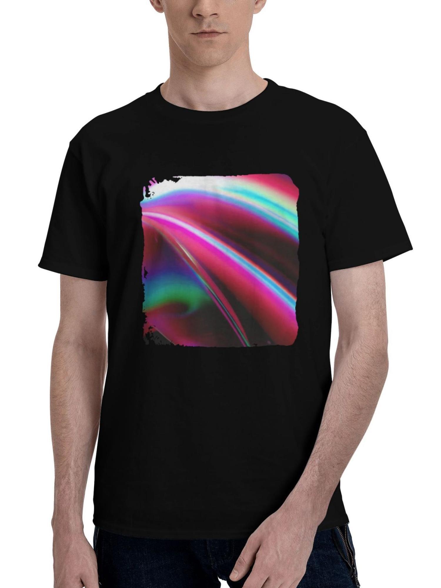 Liquid-Cgi Abstract 180G 100% Cotton Printed Round Neck Short-Sleeve T-Shirt, Christmas Gifts for Men Dad Husband Grandpa, S-XXXL, Black