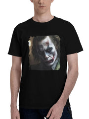 Joker-Sitting Alone 180G 100% Cotton Printed Round Neck Short-Sleeve T-Shirt, Christmas Gifts for Men Dad Husband Grandpa, S-XXXL, Black