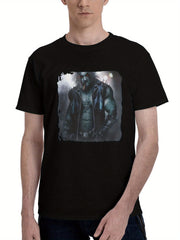 Lobo-Dc Comics 180G 100% Cotton Printed Round Neck Short-Sleeve T-Shirt, Christmas Gifts for Men Dad Husband Grandpa, S-XXXL, Black