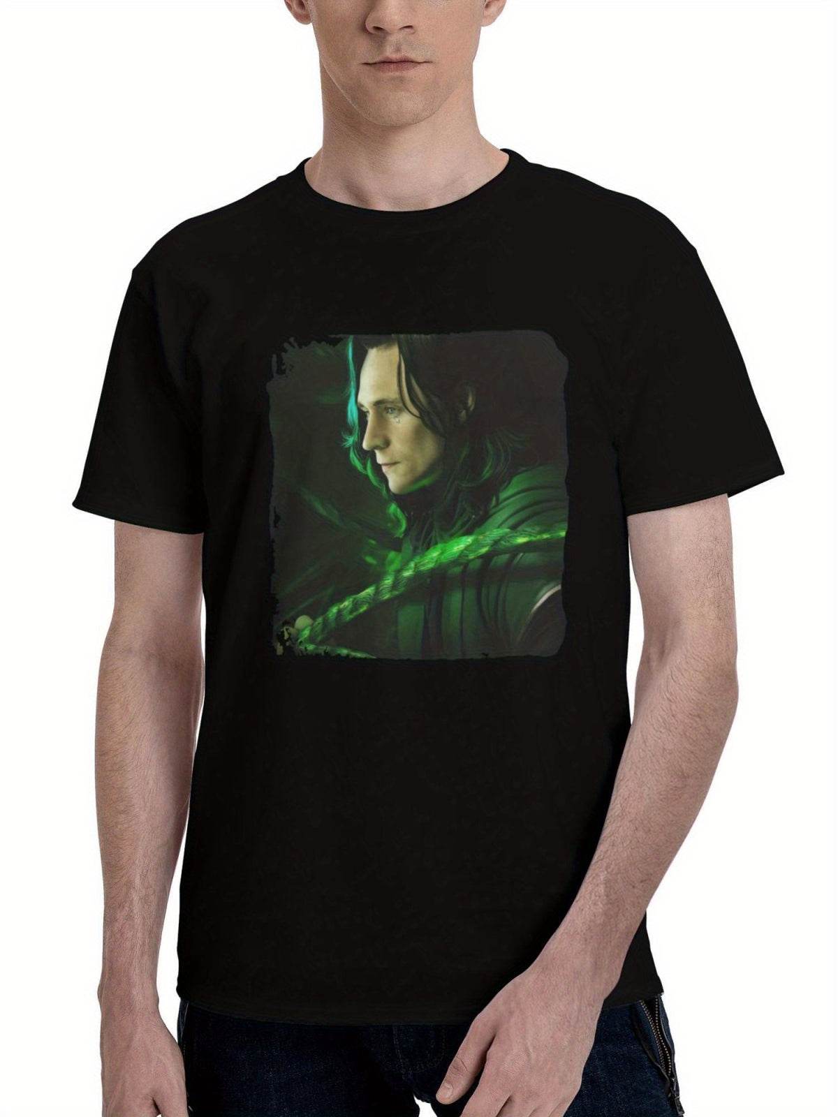 Loki-Eternal Trickster 180G 100% Cotton Printed Round Neck Short-Sleeve T-Shirt, Christmas Gifts for Men Dad Husband Grandpa, S-XXXL, Black