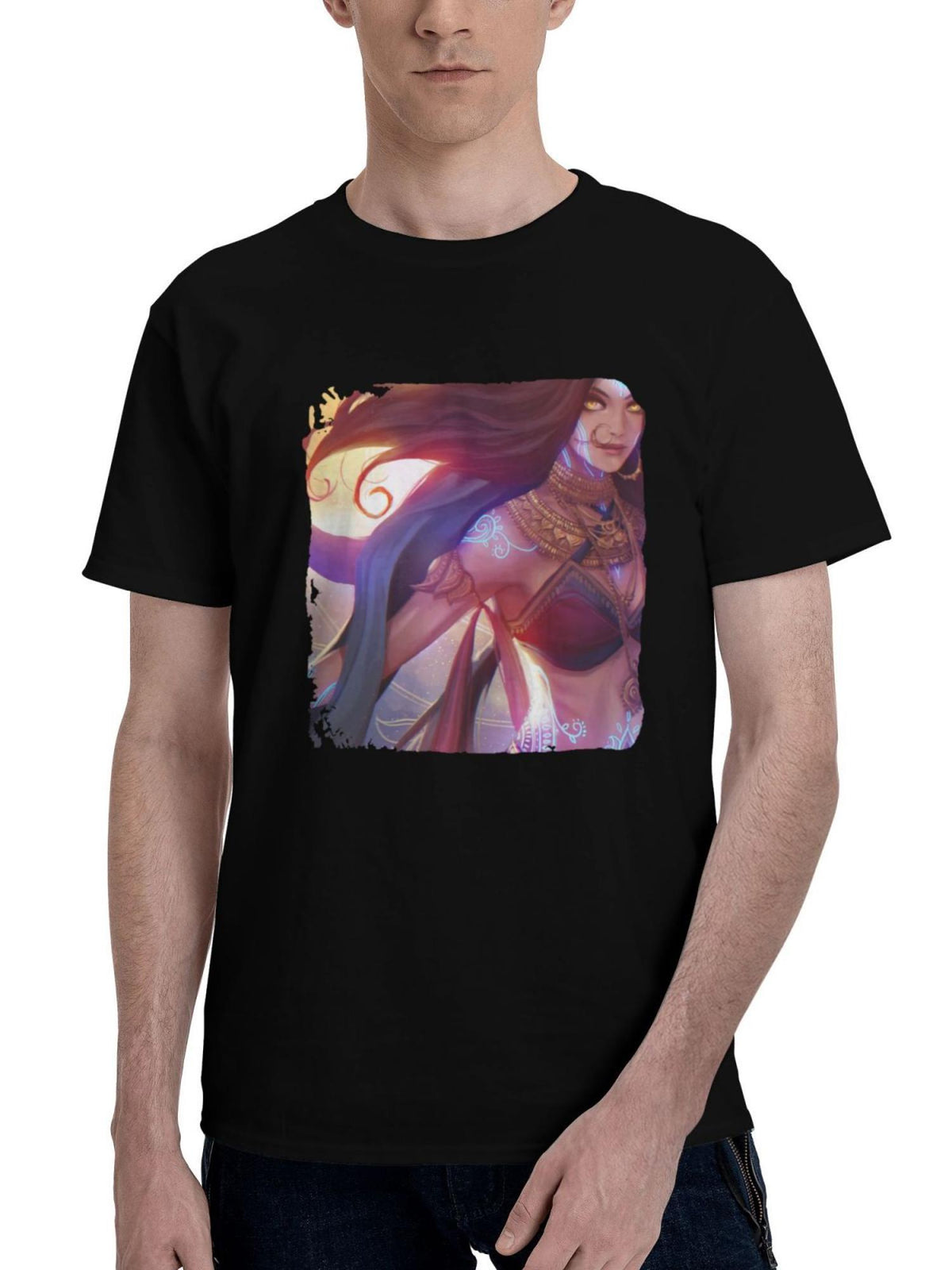 Goddess-Girl 180G 100% Cotton Printed Round Neck Short-Sleeve T-Shirt, Christmas Gifts for Men Dad Husband Grandpa, S-XXXL, Black