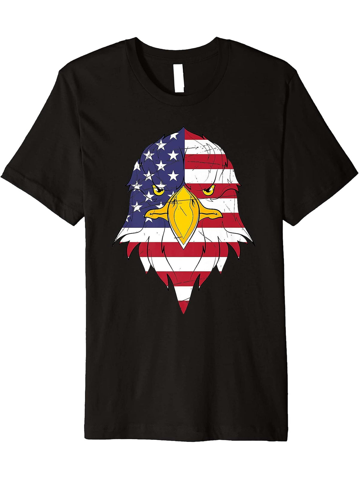 American Pride American Bald Eagle Patriot America Eagle Premium T-Shirt 180G 100% Cotton Printed Round Neck Short-Sleeve T-Shirt, Gifts for Men Dad Husband Grandpa, S-XXXL, Black
