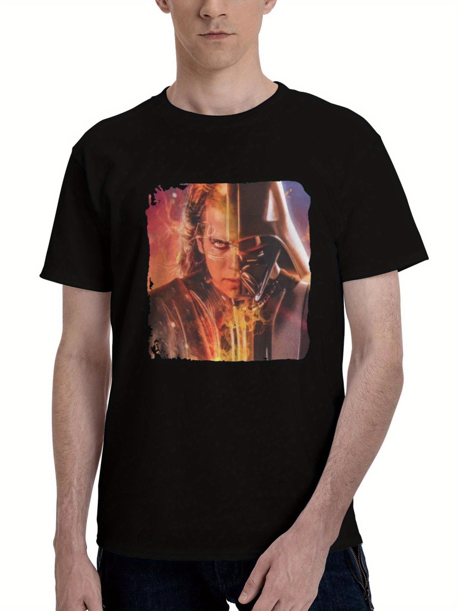 Hayden-Christensen As Anakin Skywalker F5 180G 100% Cotton Printed Round Neck Short-Sleeve T-Shirt, Christmas Gifts for Men Dad Husband Grandpa, S-XXXL, Black