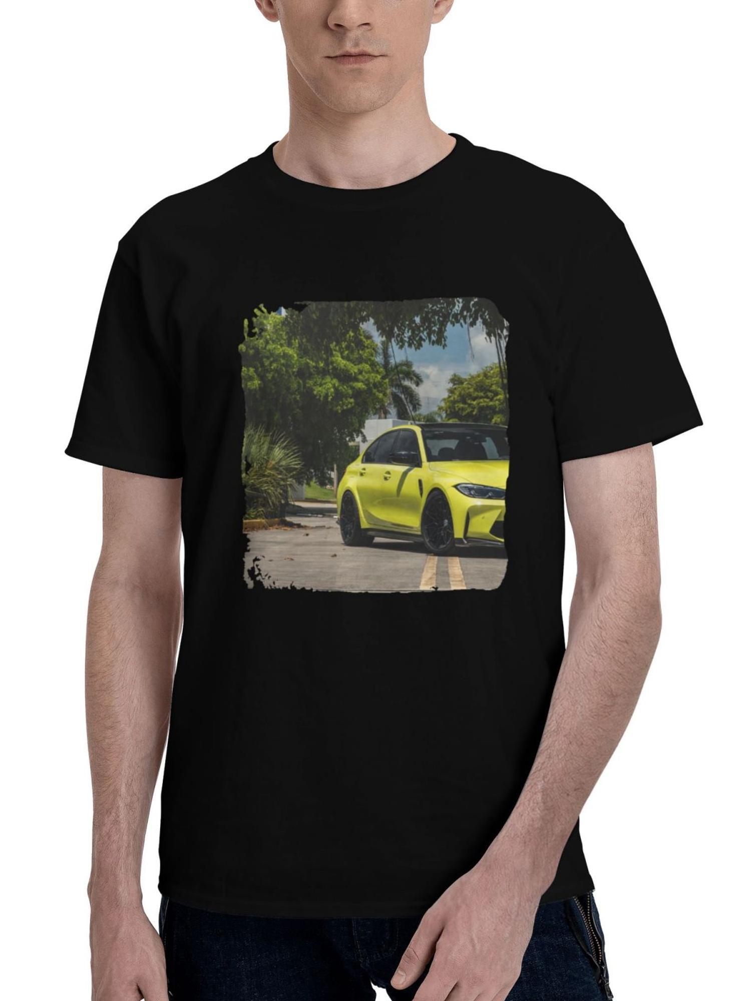 Bmw-M3 Feral Yellow 10k 180G 100% Cotton Printed Round Neck Short-Sleeve T-Shirt, Christmas Gifts for Men Dad Husband Grandpa, S-XXXL, Black