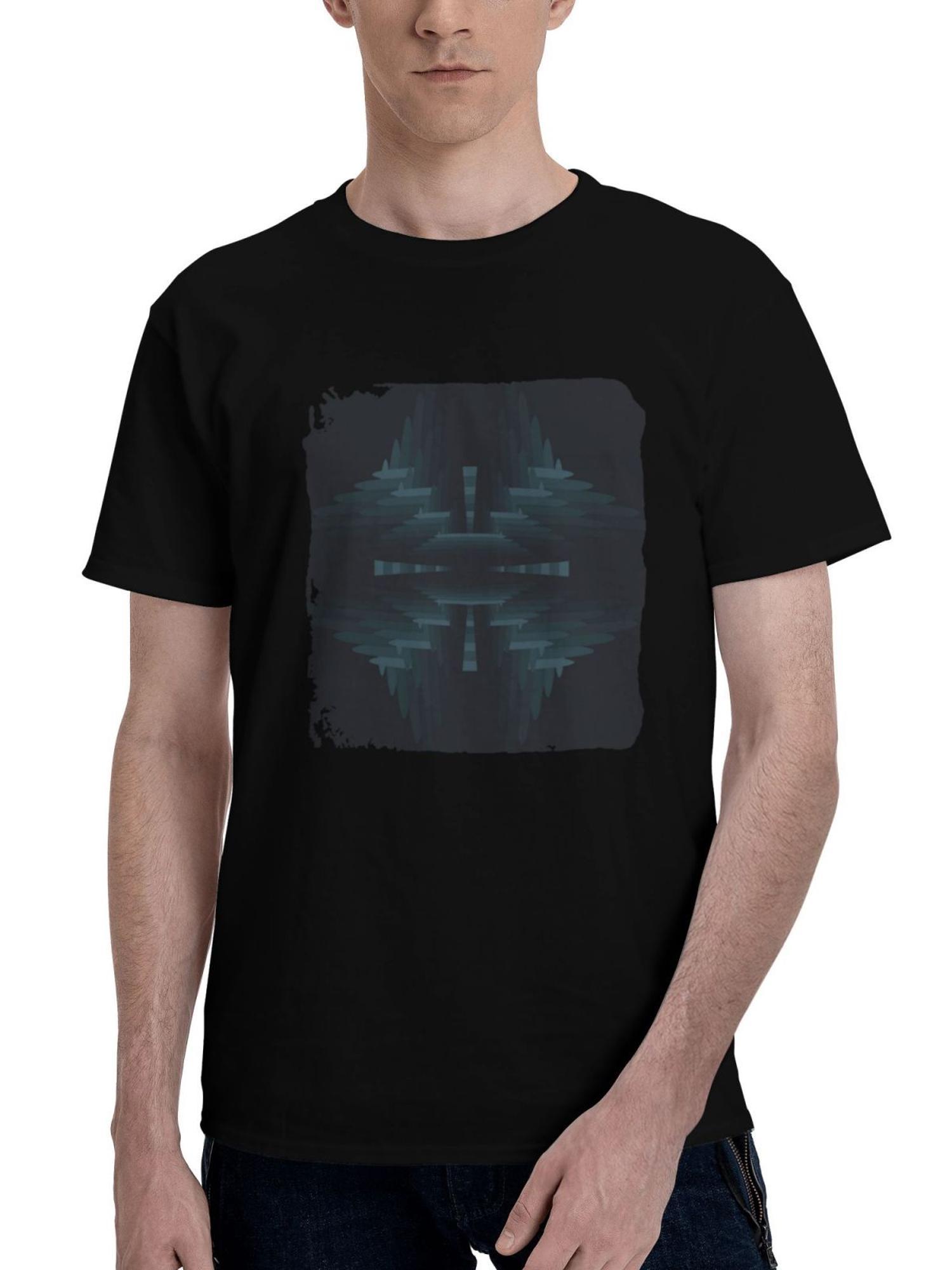A-Simple Design 180G 100% Cotton Printed Round Neck Short-Sleeve T-Shirt, Christmas Gifts for Men Dad Husband Grandpa, S-XXXL, Black