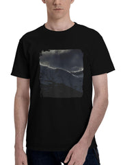 A-View From The Surselva Switzerland 180G 100% Cotton Printed Round Neck Short-Sleeve T-Shirt, Christmas Gifts for Men Dad Husband Grandpa, S-XXXL, Black