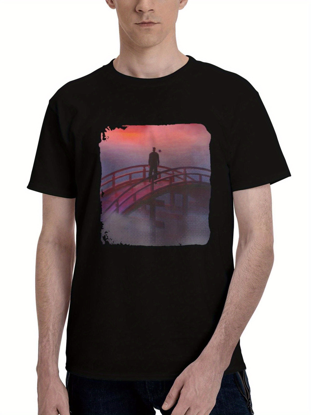 A-Way Out Is Push 180G 100% Cotton Printed Round Neck Short-Sleeve T-Shirt, Christmas Gifts for Men Dad Husband Grandpa, S-XXXL, Black