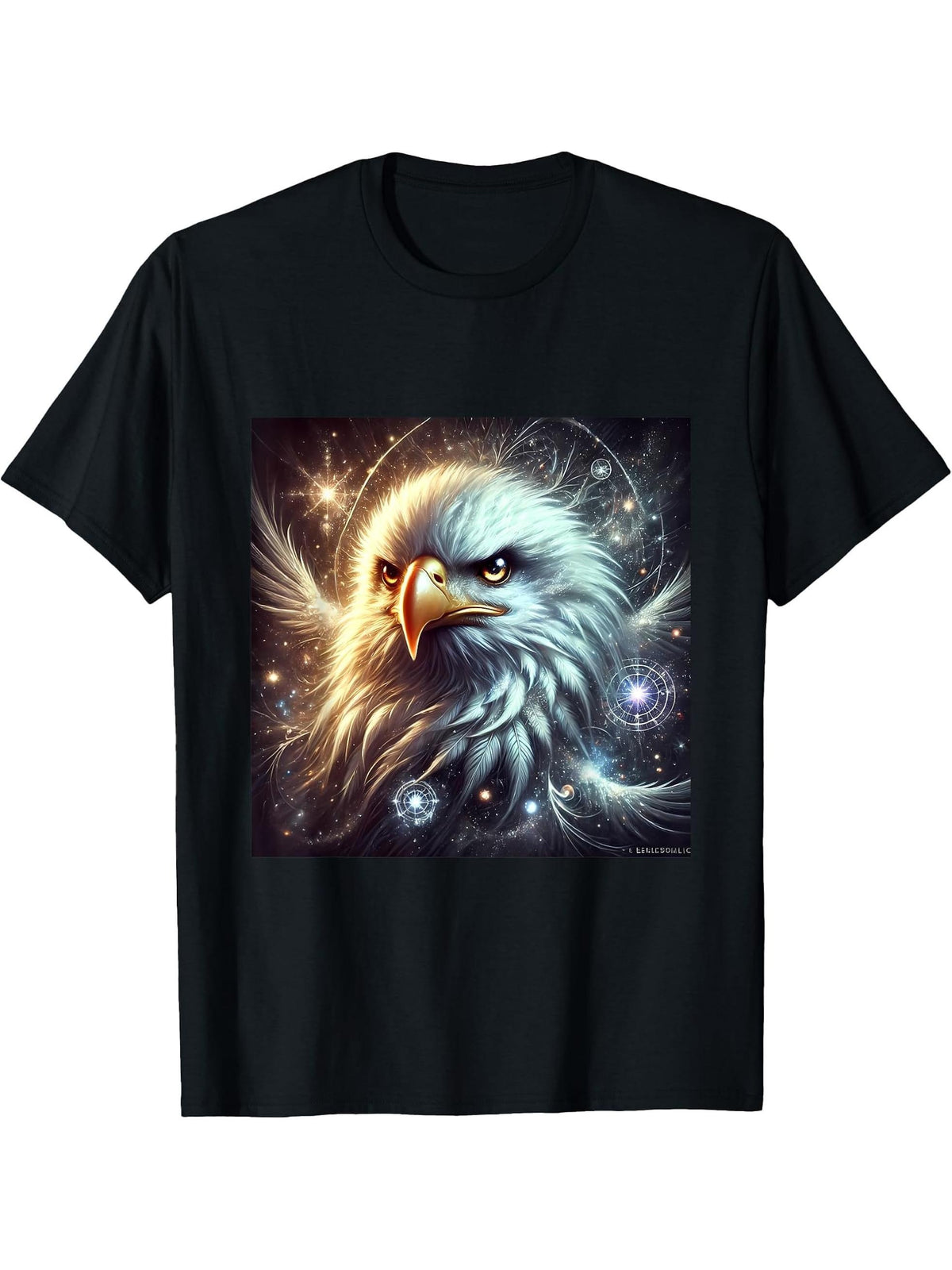 American Flag Bald Eagle Shirt Patriotic USA Majestic Eagle T-Shirt 180G 100% Cotton Printed Round Neck Short-Sleeve T-Shirt, Gifts for Men Dad Husband Grandpa, S-XXXL, Black