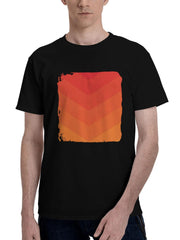Abstract-Bright Orange 180G 100% Cotton Printed Round Neck Short-Sleeve T-Shirt, Christmas Gifts for Men Dad Husband Grandpa, S-XXXL, Black