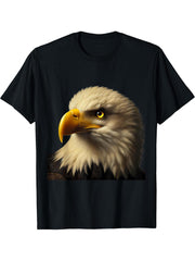 American Flag Bald Eagle Shirt Patriotic USA Majestic Eagle T-Shirt 180G 100% Cotton Printed Round Neck Short-Sleeve T-Shirt, Gifts for Men Dad Husband Grandpa, S-XXXL, Black