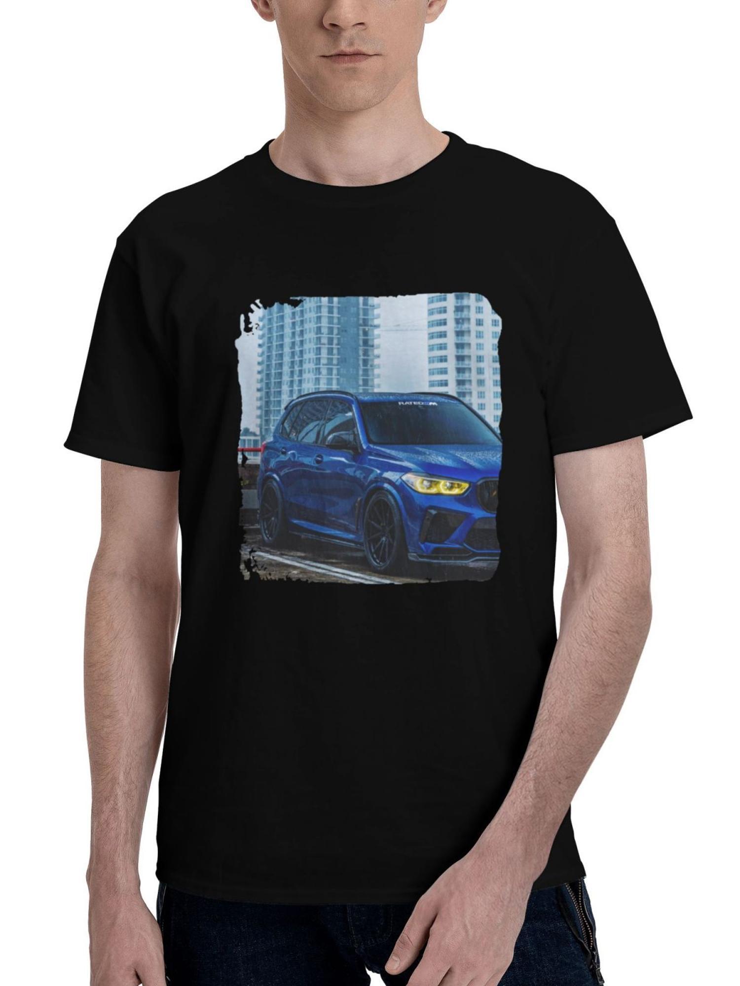 Bmw-X5m Marina Bay Blue Steve 10k 180G 100% Cotton Printed Round Neck Short-Sleeve T-Shirt, Christmas Gifts for Men Dad Husband Grandpa, S-XXXL, Black