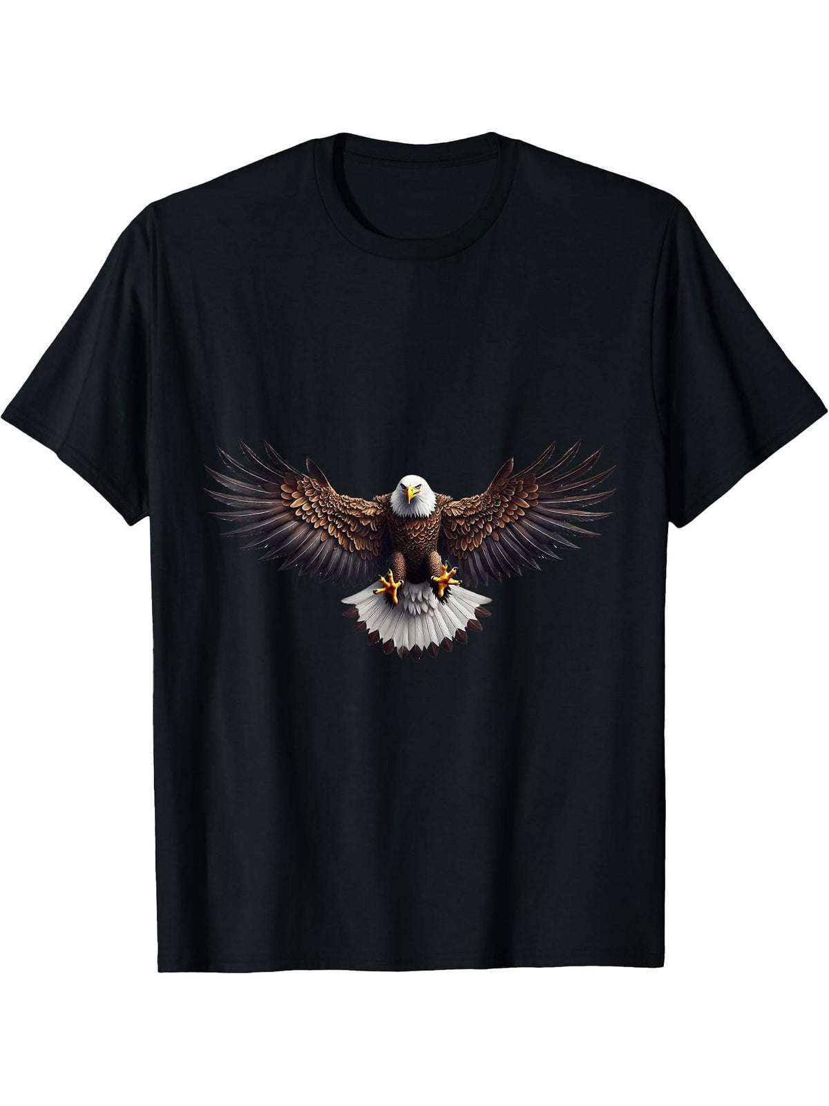 American Flag Bald Eagle Shirt Patriotic USA Majestic Eagle T-Shirt 180G 100% Cotton Printed Round Neck Short-Sleeve T-Shirt, Gifts for Men Dad Husband Grandpa, S-XXXL, Black