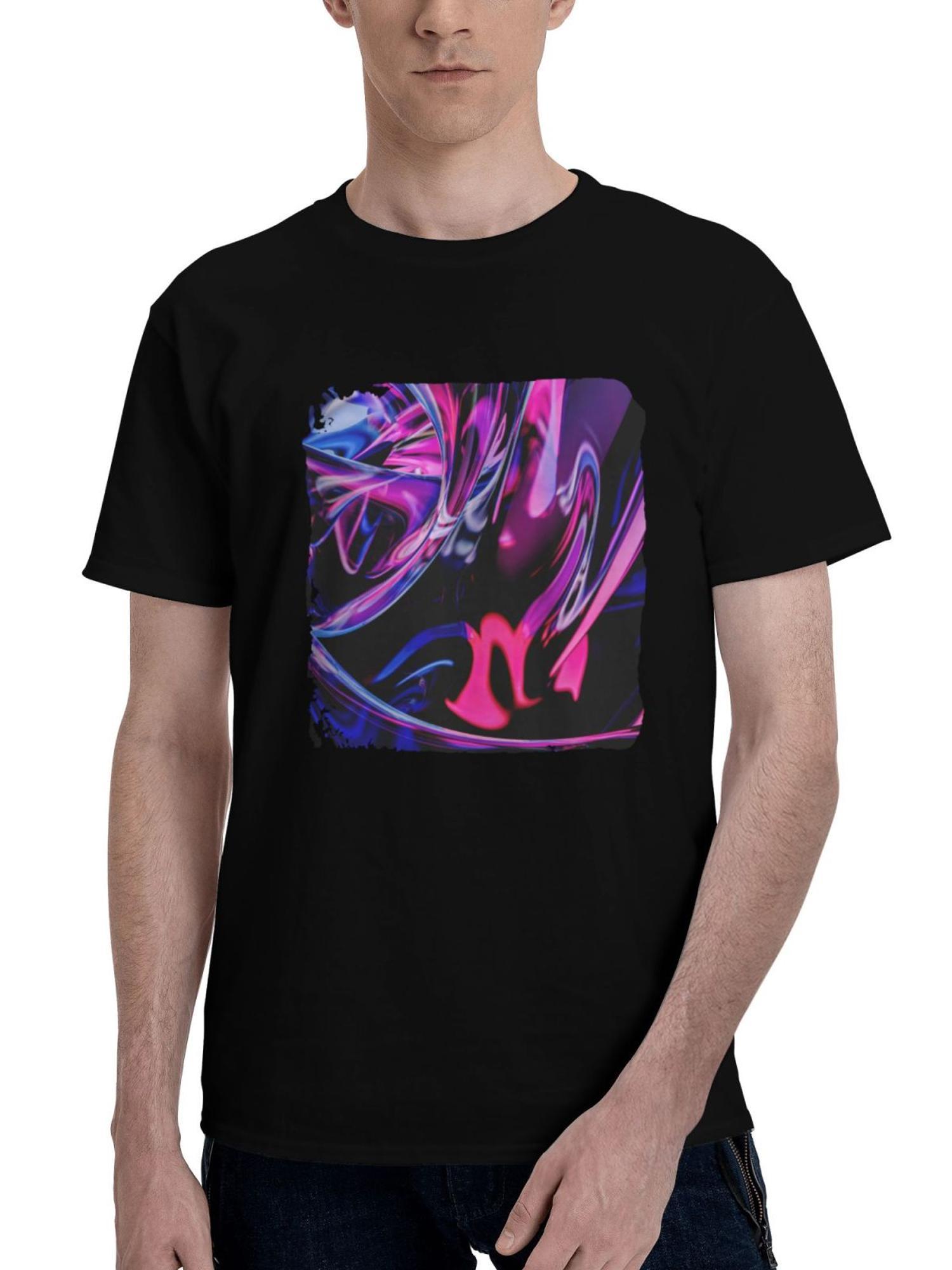 Abstract-Crystal Glass 180G 100% Cotton Printed Round Neck Short-Sleeve T-Shirt, Christmas Gifts for Men Dad Husband Grandpa, S-XXXL, Black