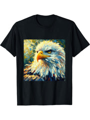 American Flag Bald Eagle Shirt Patriotic USA Majestic Eagle T-Shirt 180G 100% Cotton Printed Round Neck Short-Sleeve T-Shirt, Gifts for Men Dad Husband Grandpa, S-XXXL, Black