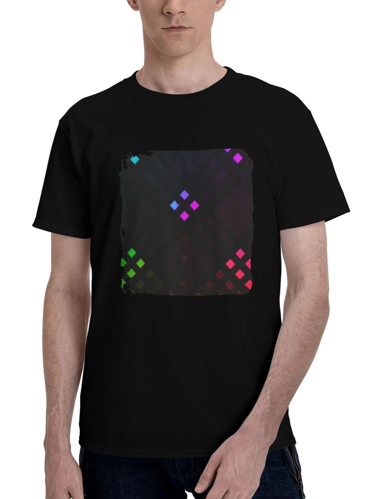 Abstract-Dotted 180G 100% Cotton Printed Round Neck Short-Sleeve T-Shirt, Christmas Gifts for Men Dad Husband Grandpa, S-XXXL, Black