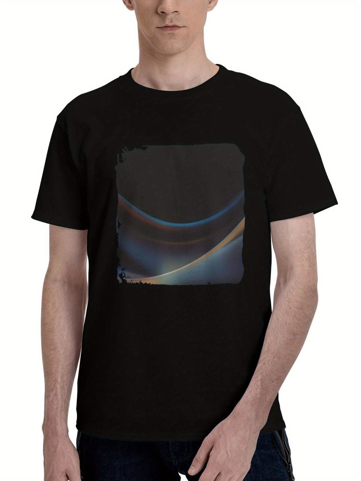 Abstract-Enigma 180G 100% Cotton Printed Round Neck Short-Sleeve T-Shirt, Christmas Gifts for Men Dad Husband Grandpa, S-XXXL, Black