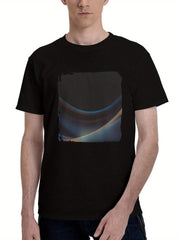 Abstract-Enigma 180G 100% Cotton Printed Round Neck Short-Sleeve T-Shirt, Christmas Gifts for Men Dad Husband Grandpa, S-XXXL, Black