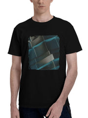 Abstract-Geometry Transformations 180G 100% Cotton Printed Round Neck Short-Sleeve T-Shirt, Christmas Gifts for Men Dad Husband Grandpa, S-XXXL, Black