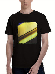 Abstract-Gradient Design 180G 100% Cotton Printed Round Neck Short-Sleeve T-Shirt, Christmas Gifts for Men Dad Husband Grandpa, S-XXXL, Black