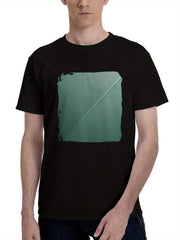 Abstract-Green Harmony 180G 100% Cotton Printed Round Neck Short-Sleeve T-Shirt, Christmas Gifts for Men Dad Husband Grandpa, S-XXXL, Black