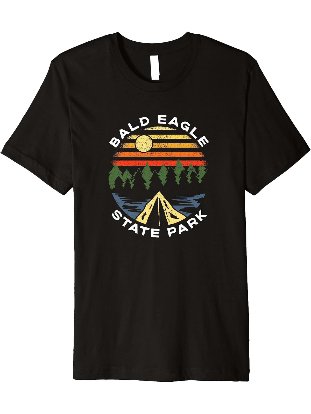 Bald Eagle State Park Pennsylvania Forest PA Vacation Premium T-Shirt 180G 100% Cotton Printed Round Neck Short-Sleeve T-Shirt, Gifts for Men Dad Husband Grandpa, S-XXXL, Black