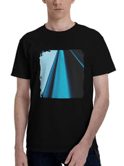 Abstract-Line Patterns 180G 100% Cotton Printed Round Neck Short-Sleeve T-Shirt, Christmas Gifts for Men Dad Husband Grandpa, S-XXXL, Black