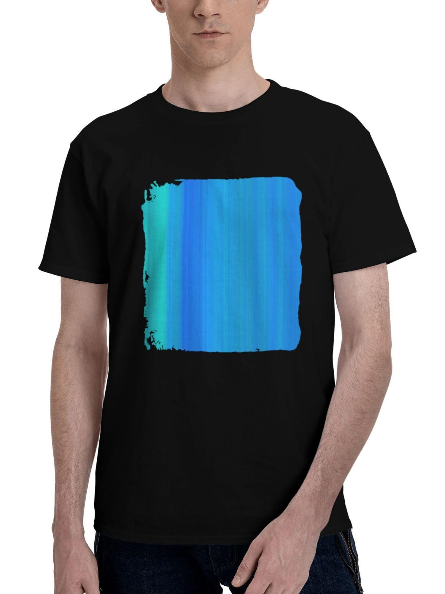Abstract-Lines Gradient 180G 100% Cotton Printed Round Neck Short-Sleeve T-Shirt, Christmas Gifts for Men Dad Husband Grandpa, S-XXXL, Black
