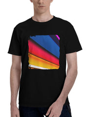 Abstract-Lines Digital 180G 100% Cotton Printed Round Neck Short-Sleeve T-Shirt, Christmas Gifts for Men Dad Husband Grandpa, S-XXXL, Black