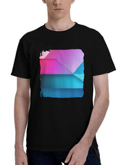 Abstract-Material 180G 100% Cotton Printed Round Neck Short-Sleeve T-Shirt, Christmas Gifts for Men Dad Husband Grandpa, S-XXXL, Black